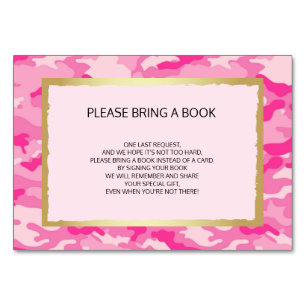 Breng een boek - Roze CAMO Meisje Baby shower Kaar Kaart
