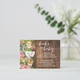 Breng een Boek Rustieke Roze Safari Baby Shower Ka Plaatskaartje