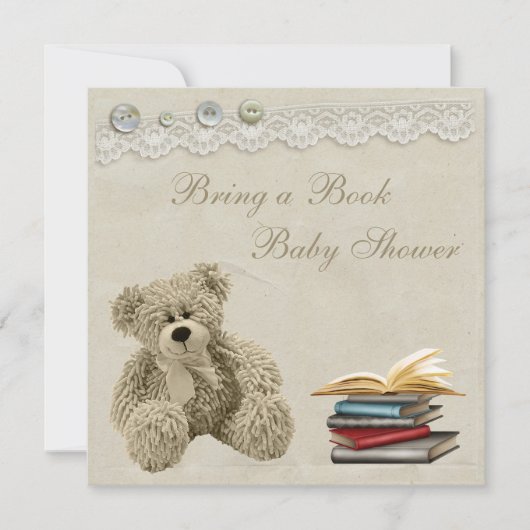Breng een Boek Teddy  Lace Baby shower Kaart (Voorkant)