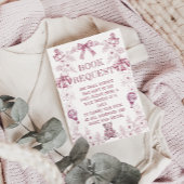 Breng een boek Toile Floral Frans roze Baby shower Informatiekaartje