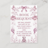 Breng een boek Toile Floral Frans roze Baby shower Informatiekaartje (Voorkant)