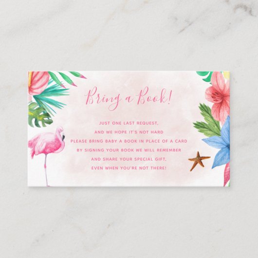 Breng een boek tropisch baby shower informatiekaartje (Voorkant)