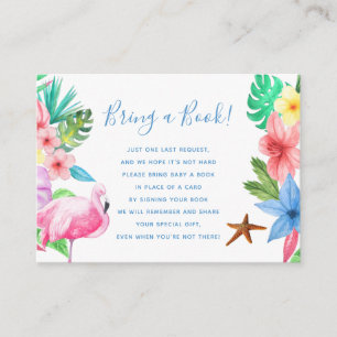 Breng een boek tropische baby shower invoegkaart informatiekaartje