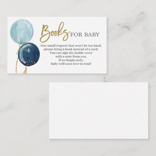 Breng een boek voor baby jongen informatiekaartje (Voorkant / Achterkant)