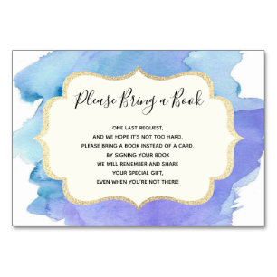 Breng een Boek - Waterverf Blauwe Baby shower van  Kaart