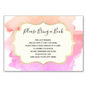 Breng een boek - Waterverf roze GIRL Baby shower Kaart (Voorkant)