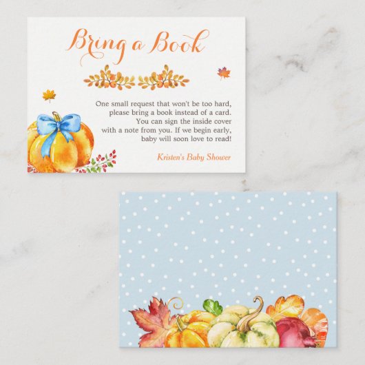 Breng een Herfst Pumpkin Boy Baby shower voor het  Informatiekaartje (Voorkant / Achterkant)