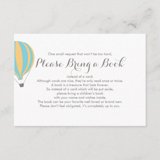 Breng een Kaart van het Boek Hot Air Blue Ballon T (Voorkant)
