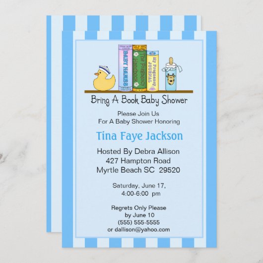 Breng een Uitnodiging van het Boek Baby shower (Jo (Voorkant / Achterkant)