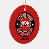 Breng hem naar de mat. kerstversiering keramisch ornament (Rechts)