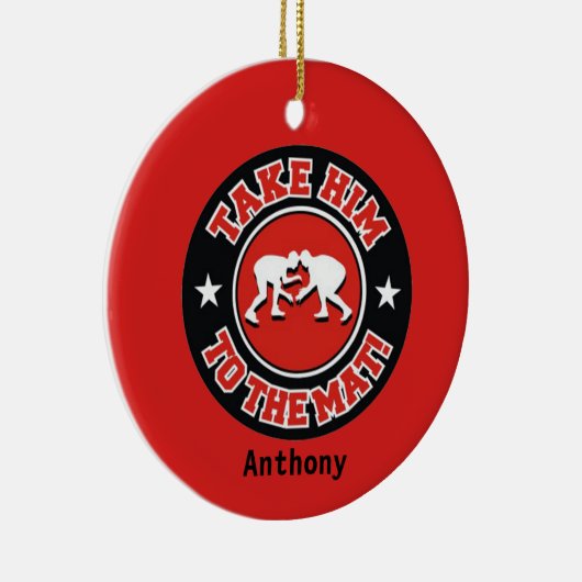 Breng hem naar de mat. kerstversiering keramisch ornament (Rechts)