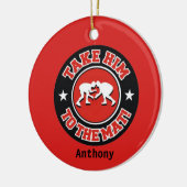 Breng hem naar de mat. kerstversiering keramisch ornament (Links)