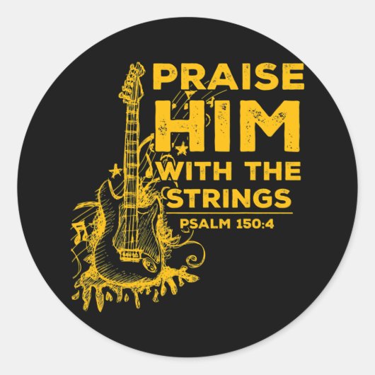 Breng hem op met Christelijke gitaarpsalm Ronde Sticker (Voorkant)