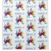 Breng het Hockey Goalie Waterverf Douchegordijn (Voorkant)