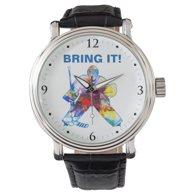 Breng het Hockey Goalie Waterverf Horloge (Voorkant)