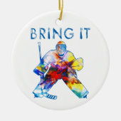 Breng het Hockey Goalie Waterverf kerst Keramisch Ornament (Voorkant)