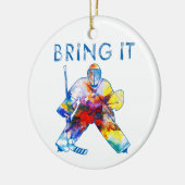 Breng het Hockey Goalie Waterverf kerst Keramisch Ornament (Links)