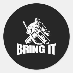 Breng het ijshockey-doelman Funny Hockey Keeper Ronde Sticker