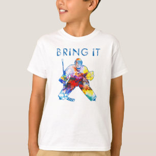 Breng het ijshockeydoelman waterverf jeugd t-shirt