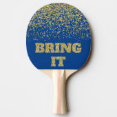 Breng het leuke gouden glitter Sparkle Blue Tafeltennisbatje (Achterkant)