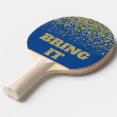 Breng het leuke gouden glitter Sparkle Blue Tafeltennisbatje (Voorkant Gekanteld)