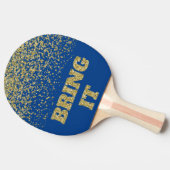 Breng het leuke gouden glitter Sparkle Blue Tafeltennisbatje (Zijkant)
