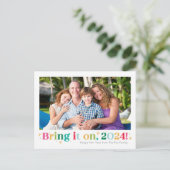 Breng het maar op Gelukkig Nieuwjaar Fotokaart Feestdagenkaart (Staand voorkant)