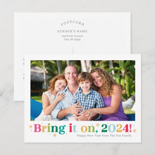 Breng het maar op Gelukkig Nieuwjaar Fotokaart Feestdagenkaart (Voorkant / Achterkant)