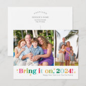 Breng het maar op Twee foto's Gelukkig Nieuwjaar a Feestdagenkaart (Voorkant / Achterkant)