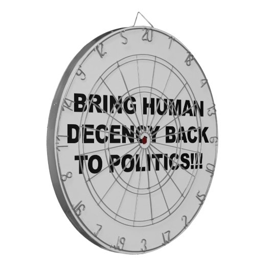 Breng het menselijk fatsoen terug dartbord (Voorkant Links)