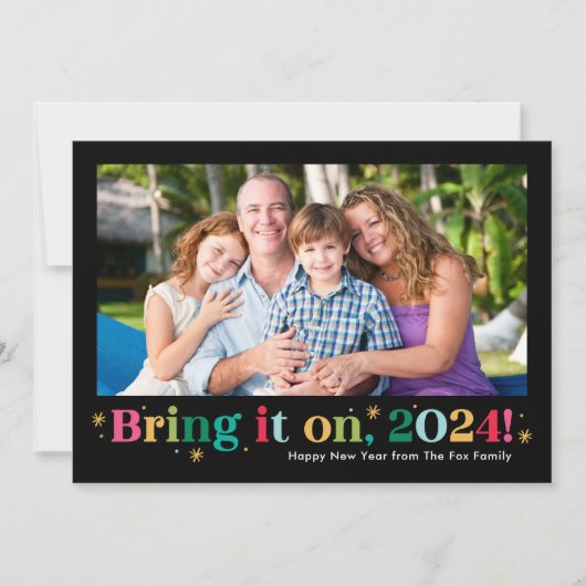 Breng het op Gelukkig Nieuwjaar Fotokaart Feestdagenkaart (Voorkant)