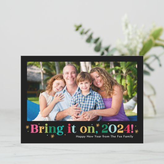 Breng het op Gelukkig Nieuwjaar Fotokaart Feestdagenkaart (Staand voorkant)