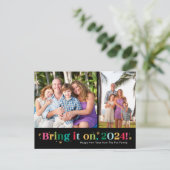 Breng het op twee foto's Happy New Year Briefkaart (Staand voorkant)