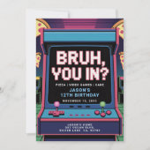 Breng je binnen? Neon Video Game Arcade Verjaardag Kaart (Voorkant)