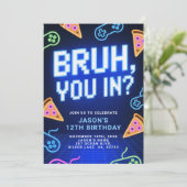 Breng je binnen? Neon Video Game Verjaardagsfeest Kaart (Staand voorkant)