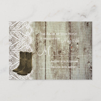 Breng je Boots country Weddenschap RSVP-kaarten me RSVP Kaartje