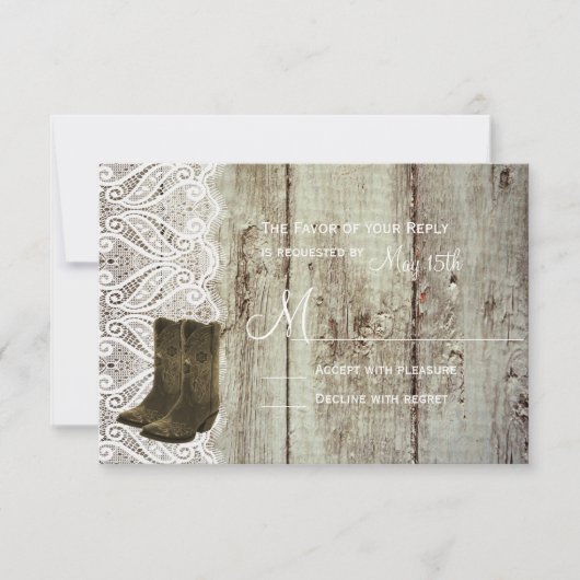 Breng je Boots country Weddenschap RSVP-kaarten me RSVP Kaartje (Voorkant)