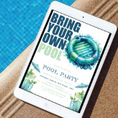 Breng Je Eigen Zwembadfeest Blauwe Turquoise Kaart