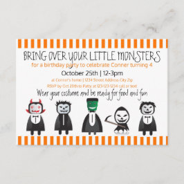 Breng je monsters over - 3x5 Verjaardag Uitnodigin Kaart