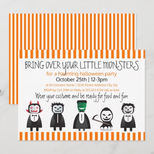 Breng je monsters over - Halloween Party Invite Kaart (Voorkant / Achterkant)