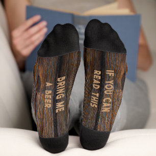 Breng me Beer Rustic Wood Tone Brown Sokken