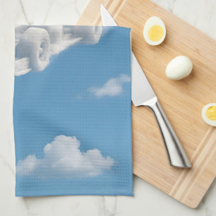Breng me blauwe lucht en wollige witte wolken wens theedoek
