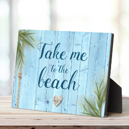 "Breng me naar Beach" Rustic Light Blue Coastal Wo Fotoplaat