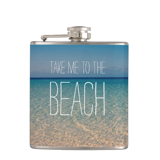 Breng me naar de Beach Ocean Blue Sky Sand Heupfles (Voorkant)