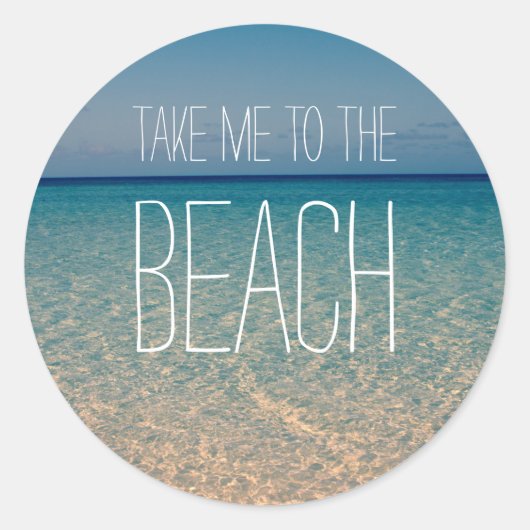 Breng me naar de Beach Ocean Blue Sky Sand Ronde Sticker (Voorkant)
