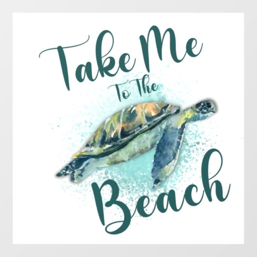 Breng me naar de Beach, Zee Turtle Raamsticker (Vel)