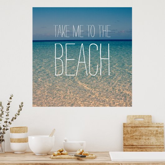 Breng me naar het Beach Zee Blue Sky Gold Sand Poster (Keuken)