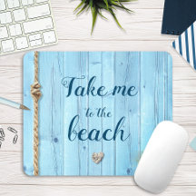 "Breng me naar het strand" lichtblauw bijtend hout