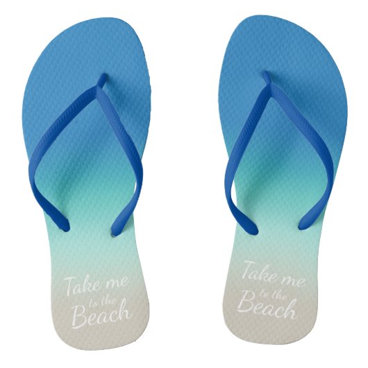 "Breng me naar het strand" Modern Blue Ombre Teenslippers (Voetbed)