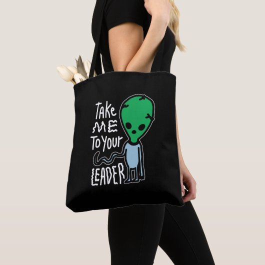 Breng me naar je leider | Schattigee Alien sarcasm Tote Bag (Dichtbij)